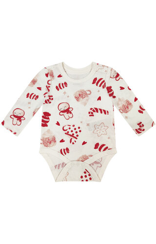 Kerst Romper Gingerbread Zuurstok Wit - Baby's 