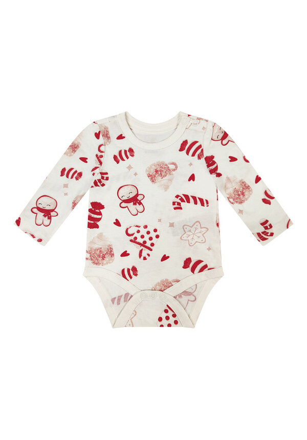 Kerst Romper Gingerbread Zuurstok Wit - Baby's