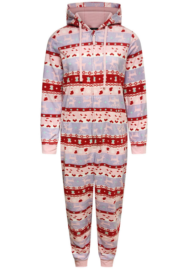 Kerst Onesie Noors Roze Rood - Dames