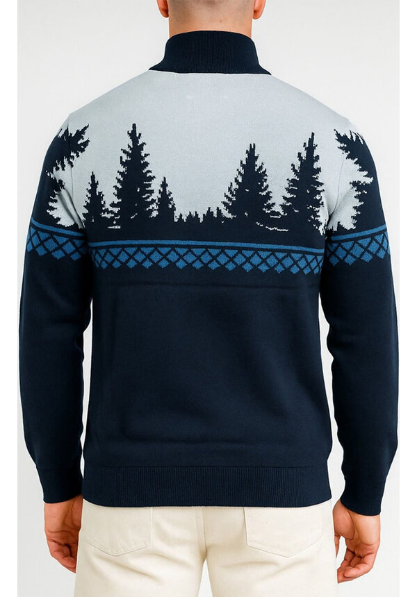 Kersttrui Quarter Zip Donkerblauw - Heren