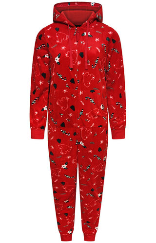 Kerst Onesie Zuurstok Kerstboom Rood - Dames 