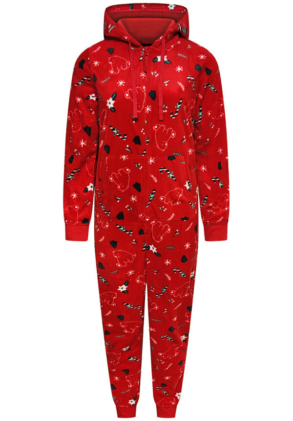 Kerst Onesie Zuurstok Kerstboom Rood - Dames