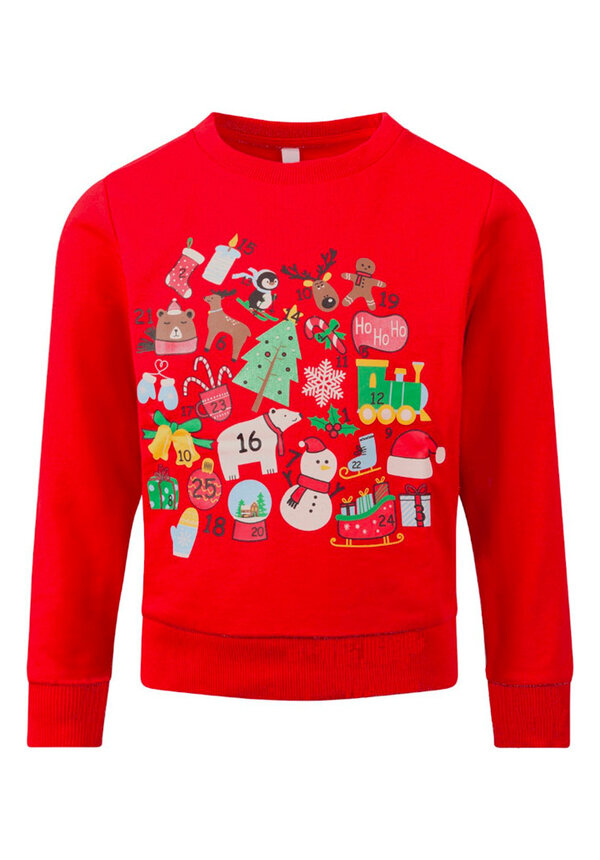 Kersttrui Kerst Iconen Kalender Rood - Kinderen