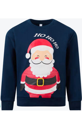 Kersttrui Kerstman Ho Ho Ho Donkerblauw - Kinderen 