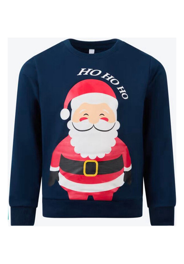 Kersttrui Kerstman Ho Ho Ho Donkerblauw - Kinderen