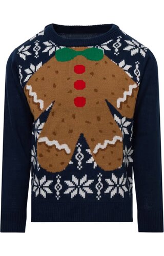 Kersttrui Gingerbread Donkerblauw - Kinderen 