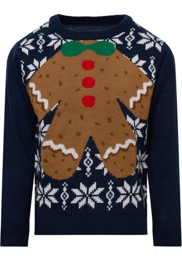 Kersttrui Gingerbread Donkerblauw - Kinderen