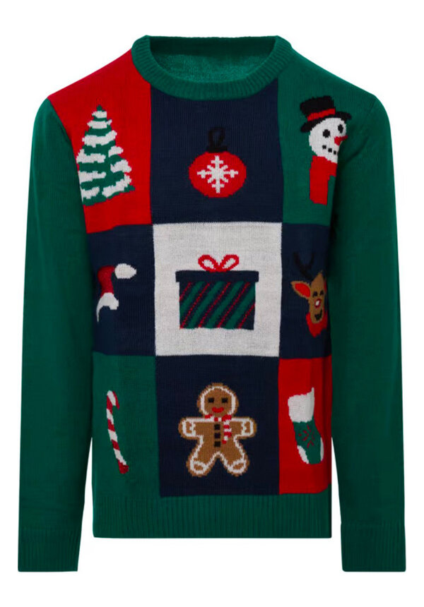 Kersttrui Vakjes Kerst Iconen Groen - Kinderen