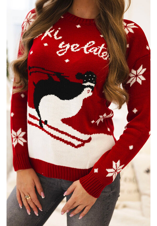 Kersttrui Ski Ya Later Rood - Dames