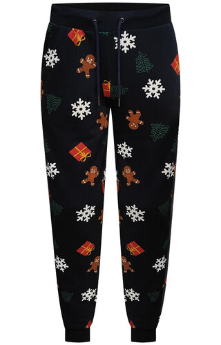 Kerst Broek Gingerbread Sneeuwvlok Donkerblauw - Heren 