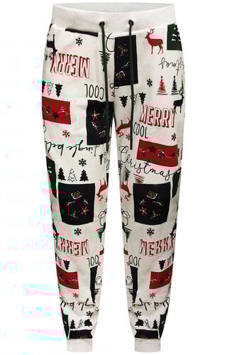 Kerst Broek Merry Christmas Vakjes Wit - Heren 