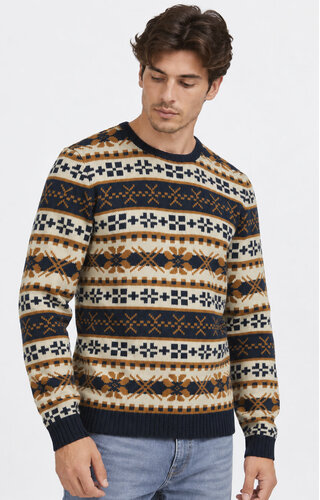 Kersttrui Klassiek Noors Navy/Crème - Heren 