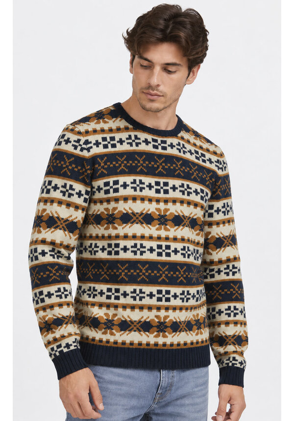 Kersttrui Klassiek Noors Navy/Crème - Heren