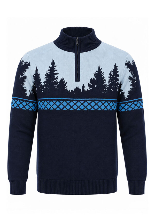 Kersttrui Quarter Zip Donkerblauw - Heren