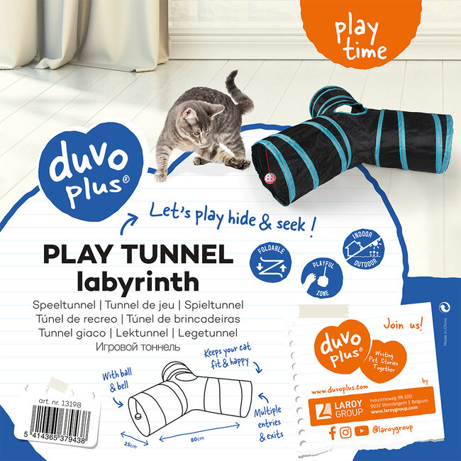 Duvo+ Labyrinth Cat Play Tunnel