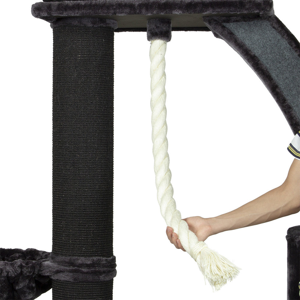 CanadianCat Kratzbaum Barnie Grau – XXL Mit 18 Cm Sisalstamm, Kuschelbett & Stabil Für Große Katzen