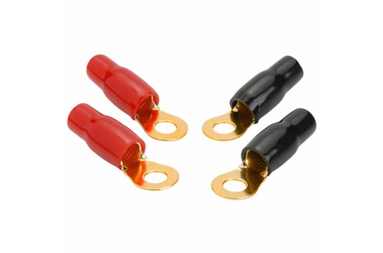 Gold Ring Crimp Terminal 4 AWG 7.94mm 2 Pair