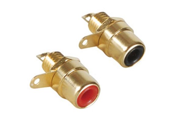 Gold Chassis Mount Cinch-Buchse mit Mutternpaar