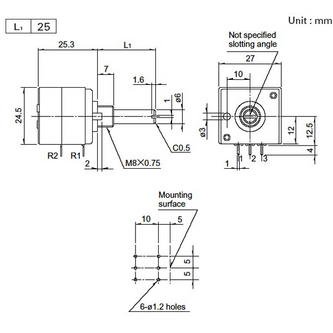 Audio Taper Stereo Potentiometer 1/4'' Shaft | 10k Ω