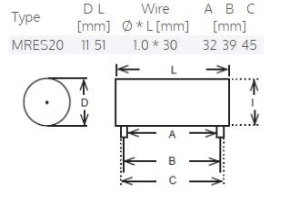 MRES20-4,70 | 4,70 Ω | 20 W | 2% | Mresist SUPREME Audiophile Resistores