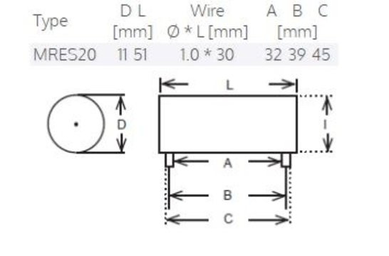 MRES20-10 | 10 Ω | 20 W | 2% | Mresist SUPREME Audiophile resistors