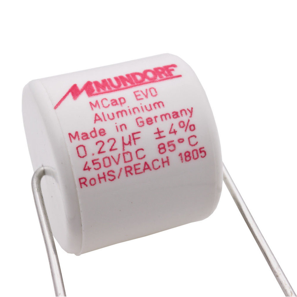 Mundorf MCap EVO Axial Capacitor 2.2 UF 450VDC - High-End Audio Capacitor For Speaker Crossovers & Tube Amps