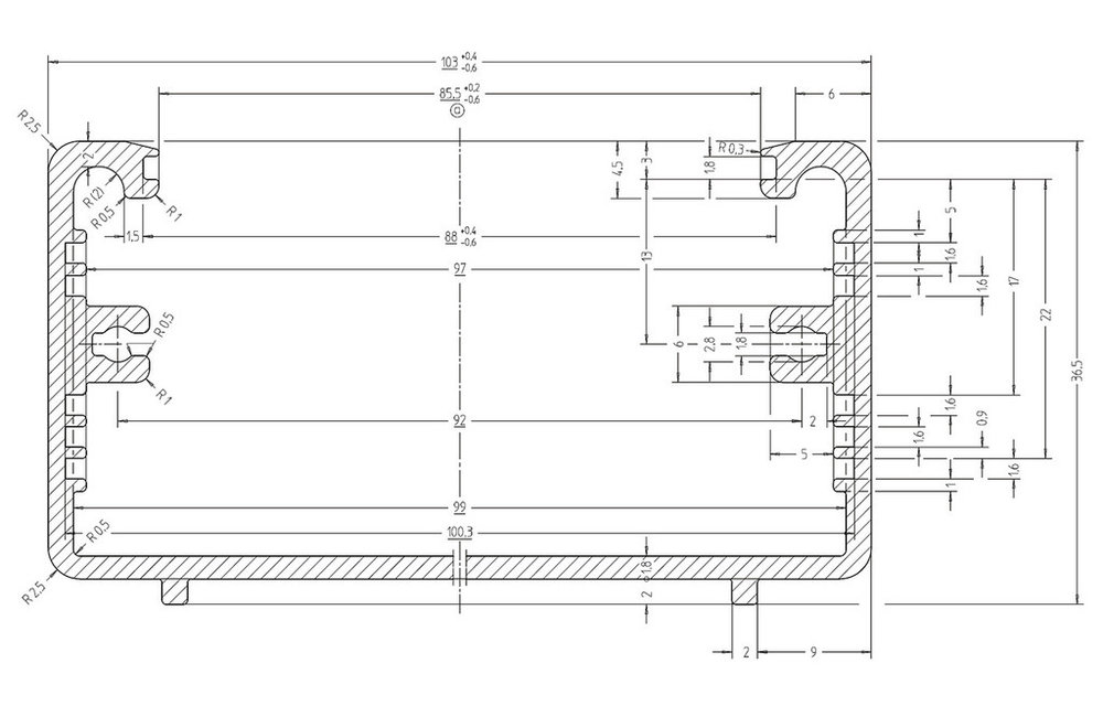 AH-101 Universalgehäuse | Silber | 103 x 36,5 x 107 mm