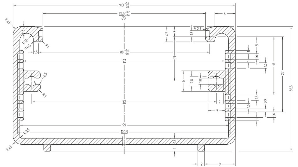 AH-102/SW Universalgehäuse | Schwarz | 103 x 36,5 x 167 mm