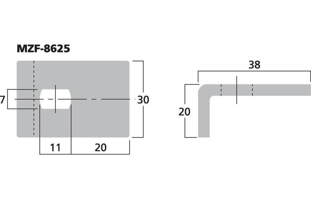 MZF-8625 Befestigungsschelle | Bohrlochgröße 7x11 mm | 38 x 30 x 20 mm