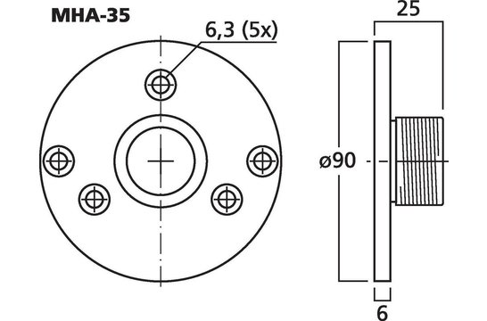 MHA-35 Bolt-on to Screw-On Horn Adapter