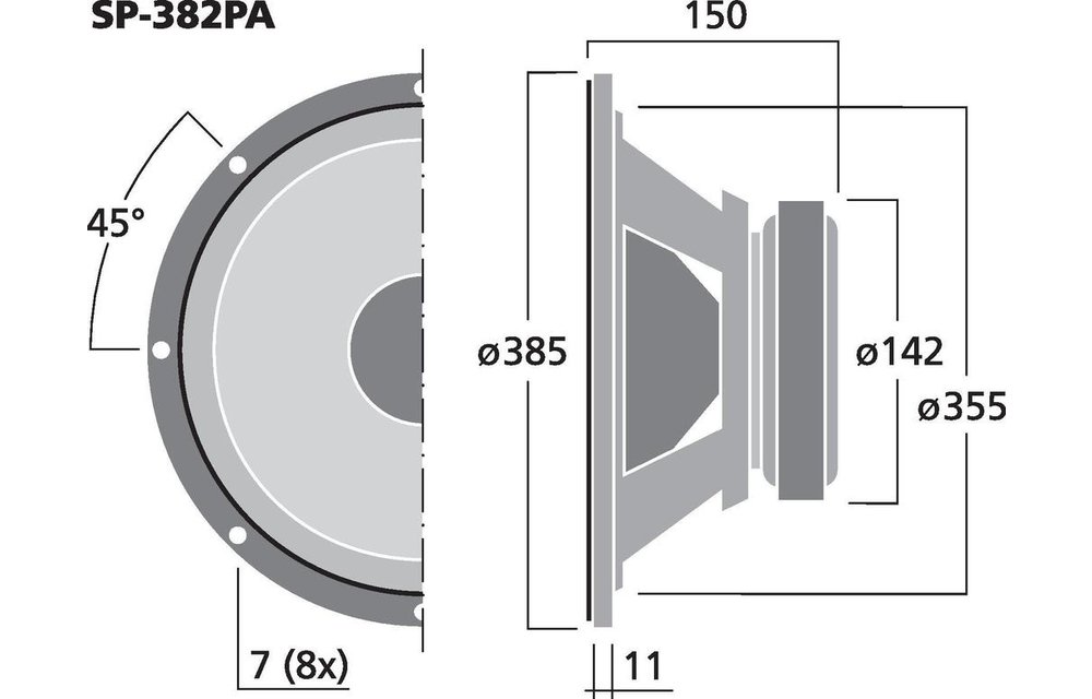 SP-382PA 15'' Tieftöner 150 W 8 Ω