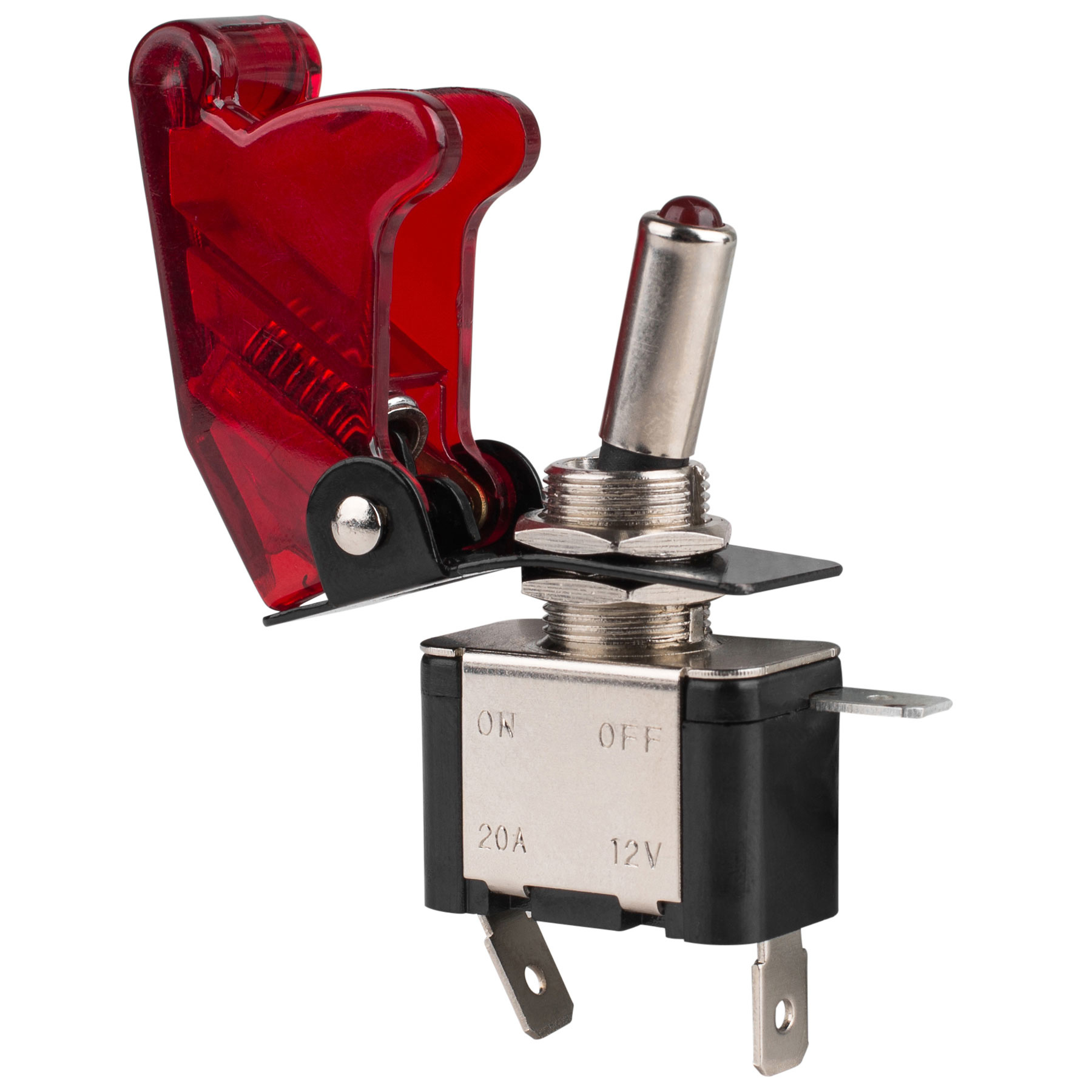 SPST Toggle Switch with Red LED and Cover