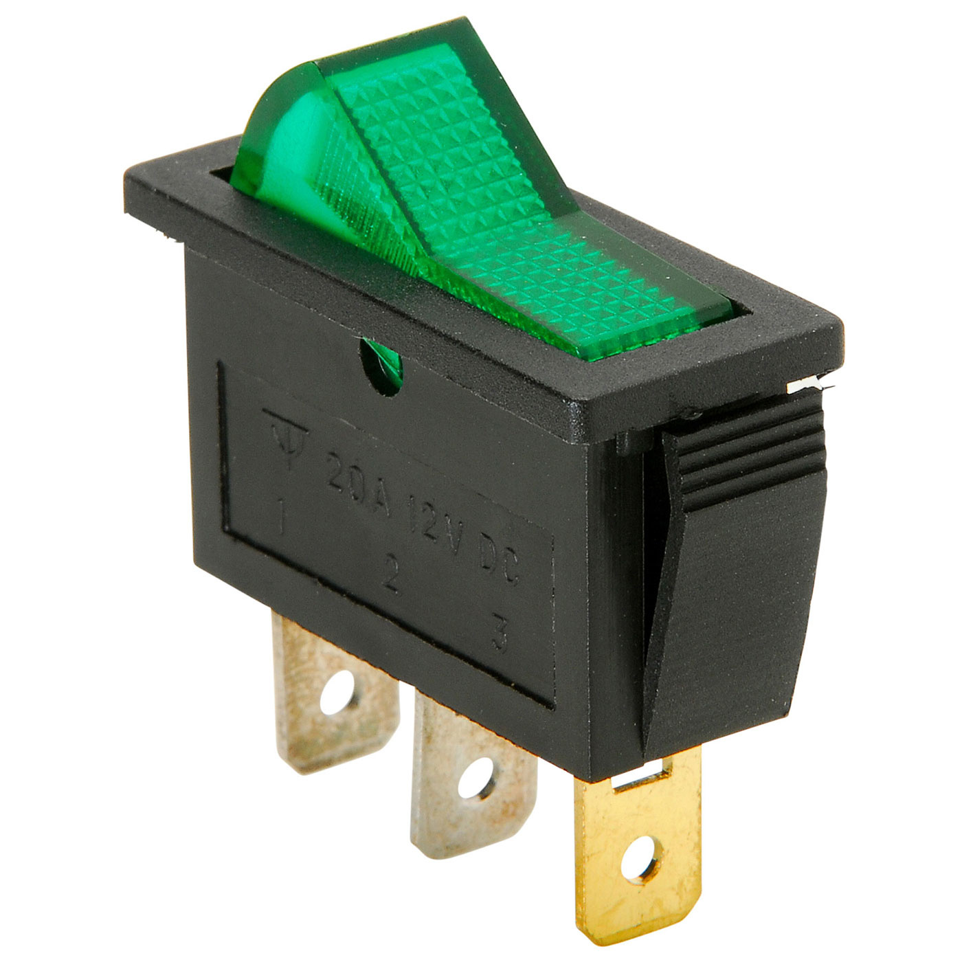 SPST Large Rocker Switch Green Illumination