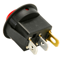 SPST Round Rocker Switch Red Illumination
