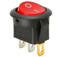SPST Round Rocker Switch Red Illumination