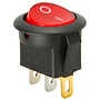 SPST Round Rocker Switch w/Red Illumination 12VDC