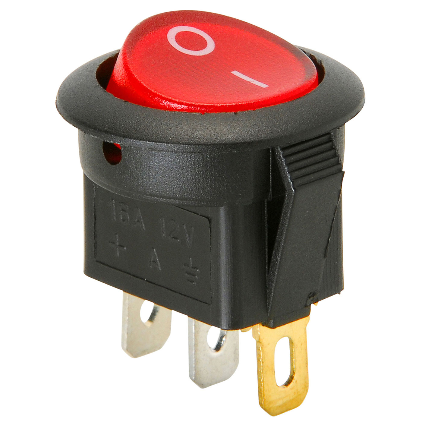 SPST Round Rocker Switch Red Illumination
