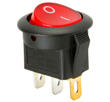 SPST Round Rocker Switch Red Illumination