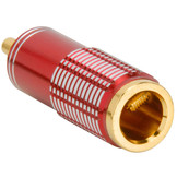 Gouden RCA Superplug koppelstuk rood 8mm kabelinvoer