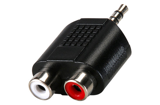 3,5 mm stereo stekker naar dubbele RCA-jackadapter