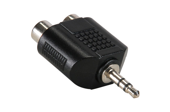 3,5 mm stereo stekker naar dubbele RCA-jackadapter