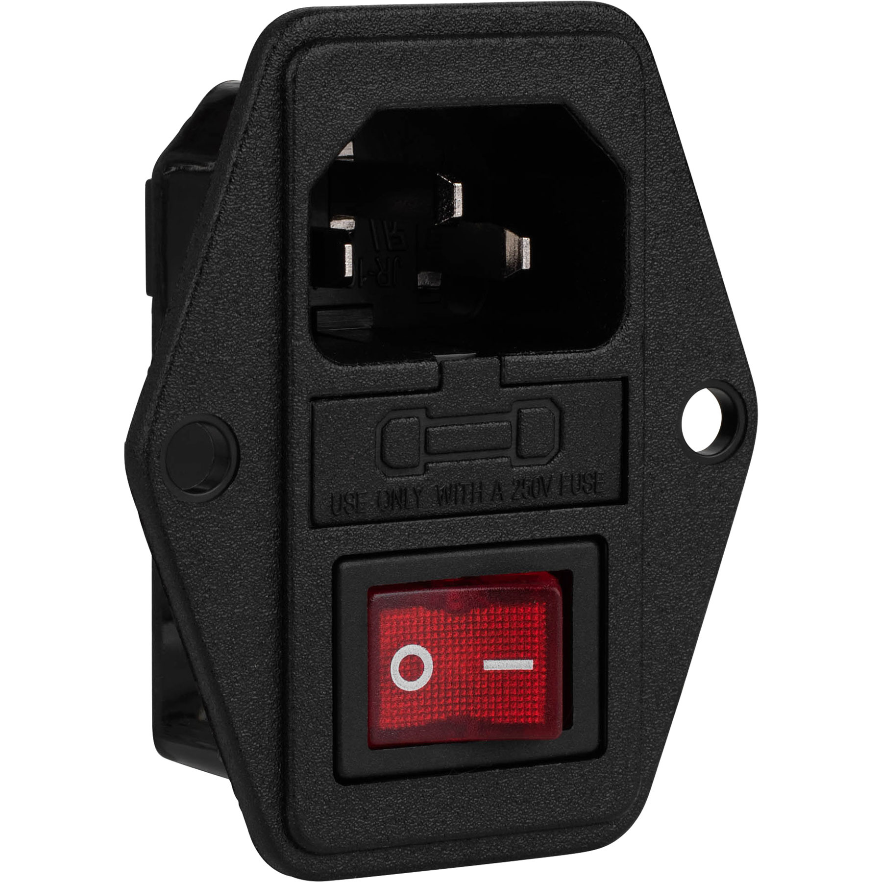 IEC-Wechselstrombuchsen-Chassishalterung mit Schalter- und Sicherungshalter