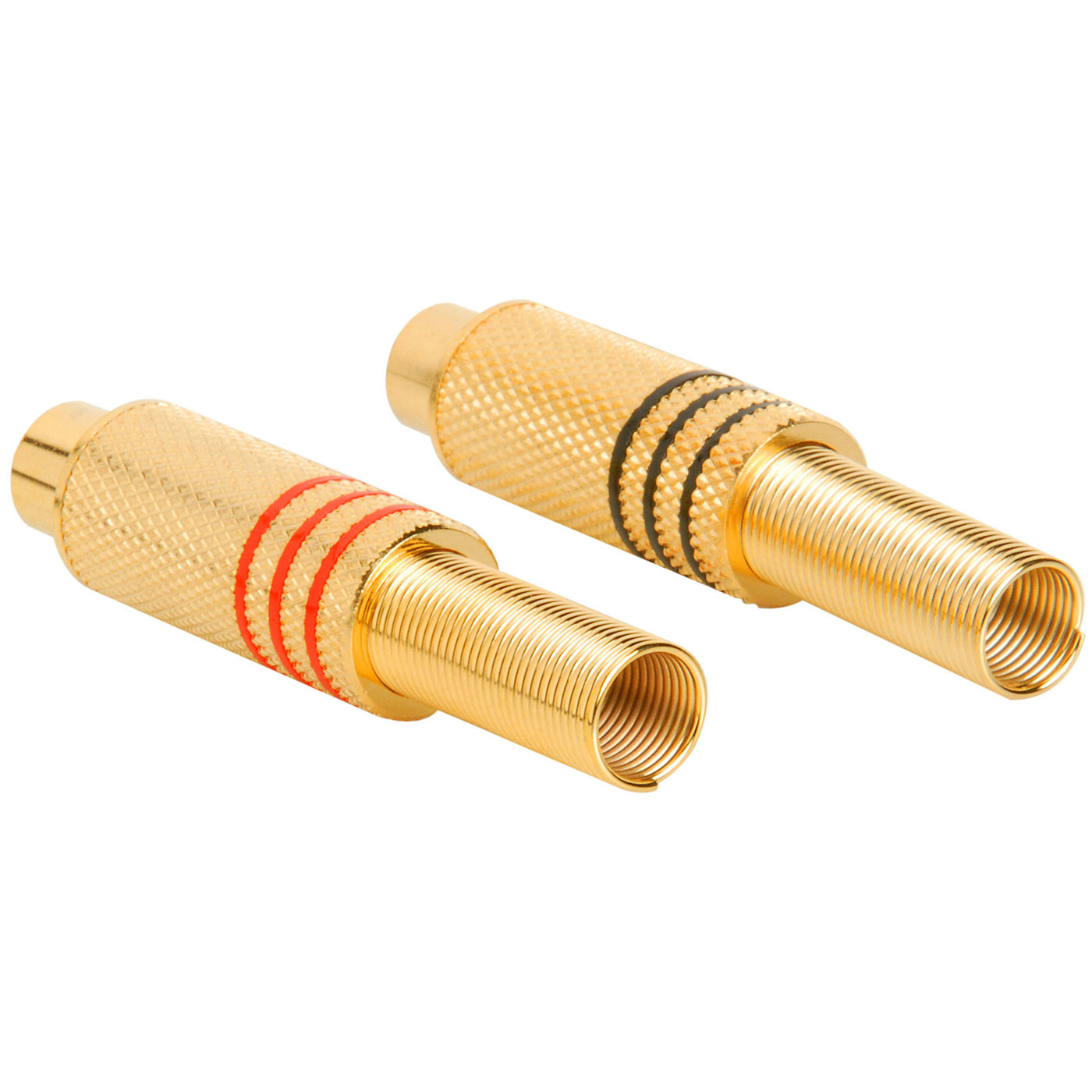 Order the Gold RCA InLine Jack Connector with Strain Relief Pair