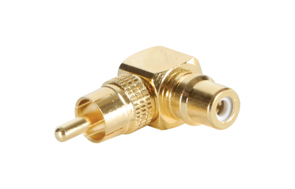 Gold RCA Right Angle Adapter Short