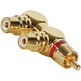 Gold RCA Y (1) Stecker auf (2) rechtwinklige Buchse Rot