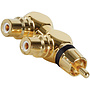 Gold RCA Y (1) Male To (2) Right Angle Female Black