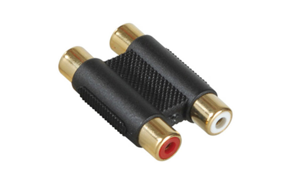 Gold Dual RCA Jack To RCA Jack Adapter