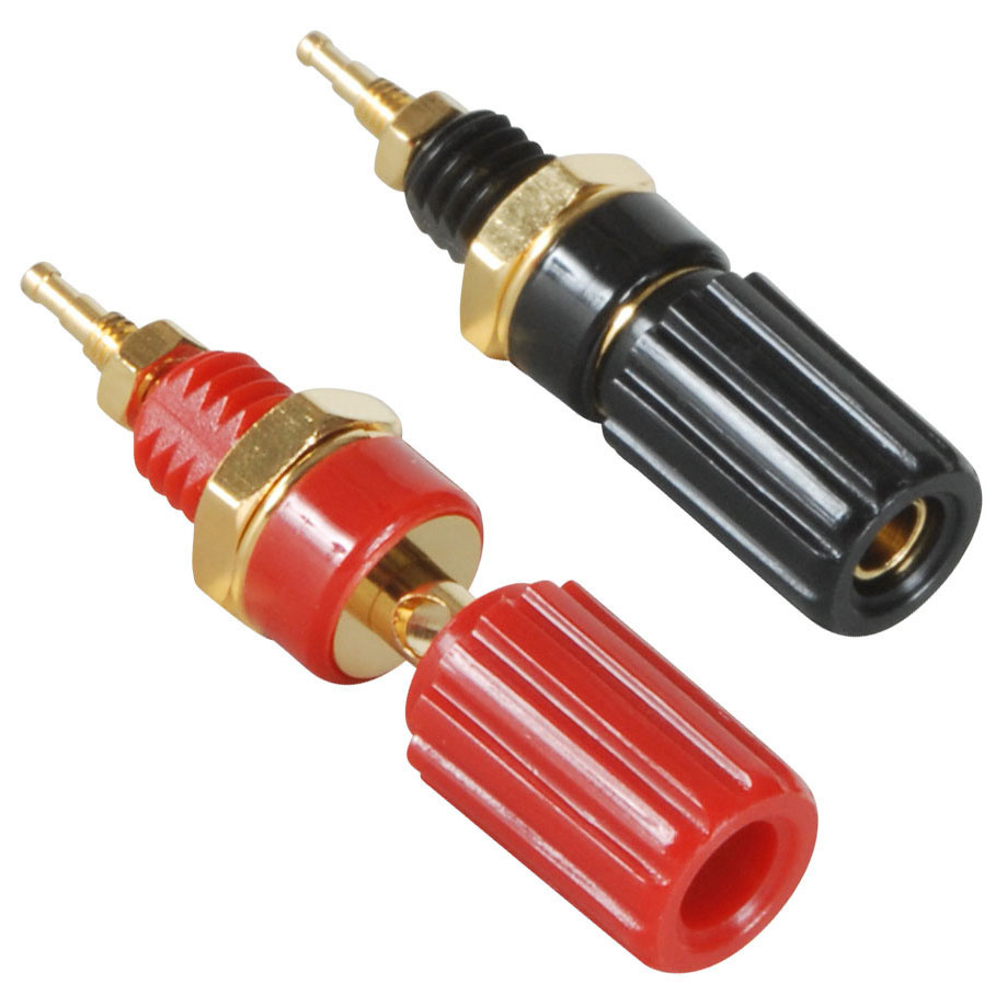 Gouden Binding Post  banaanstekker paar geïsoleerd