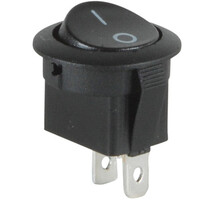SPST Automotive Round Rocker Switch Black