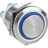 SPST NO Momentary 19mm Stainless Steel Tamper/Waterproof Raised Push Button Switch